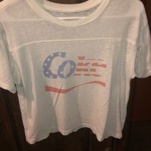 American eagle cropped white coke shirt